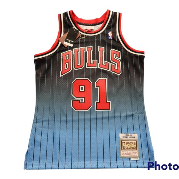NEW Mitchell & Ness Chicago Bulls Dennis Rodman Blue Black Basketball Jersey M